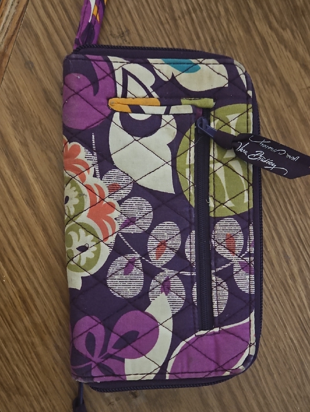 Vera Bradley Purple Floral Quilted Wristlet